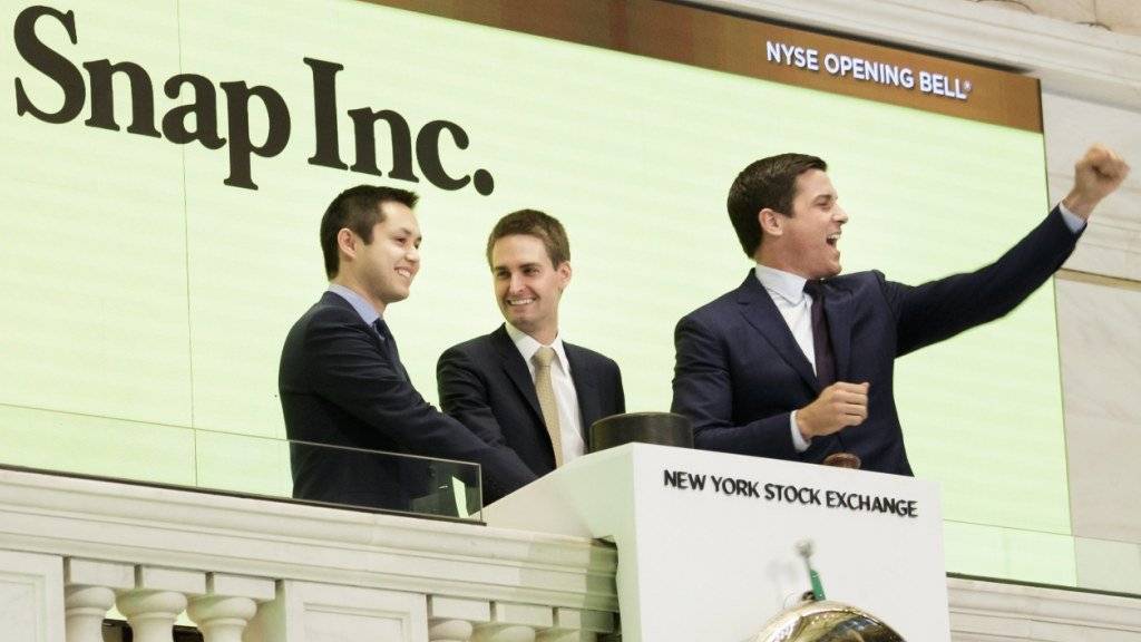 Hier war alles noch in Ordnung: Das Snap-Management feiert am 2. März 2017 den Börsengang in New York. (Archivbild)