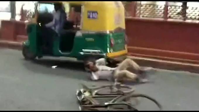 Schlecht gelaunter Affe attackiert Velofahrer