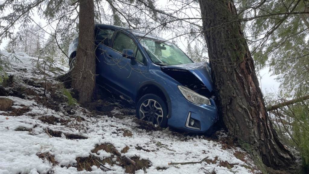 Der Wagen der 82-jährigen Autofahrerin wurde in der steilen Böschung von einem Baum gestoppt.
