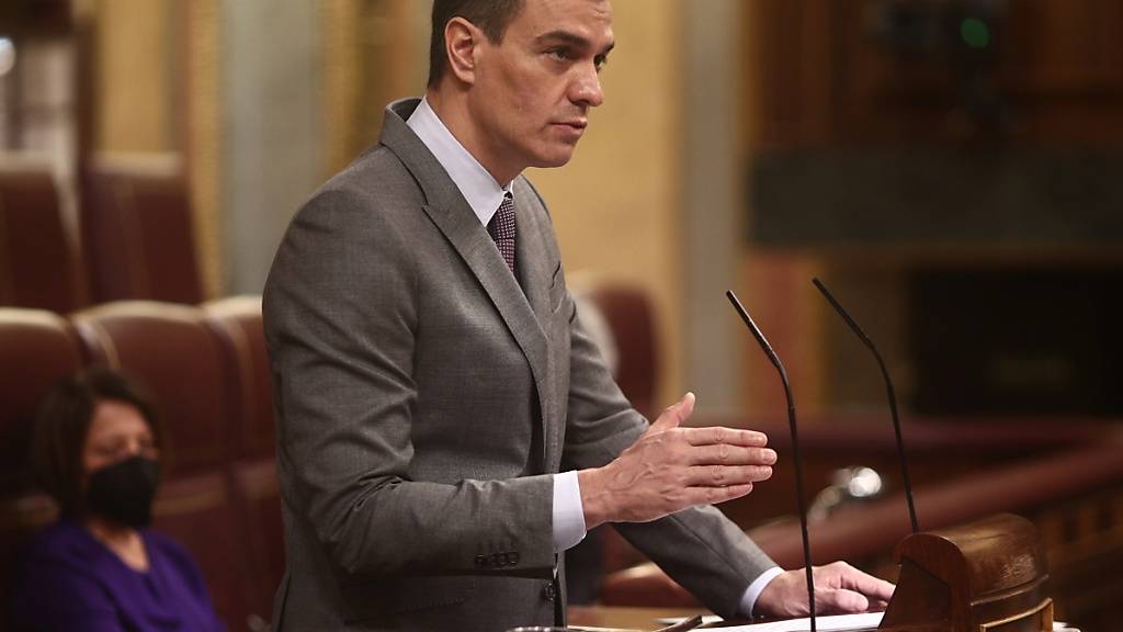 Pedro Sanchez, Ministerpräsident von Spanien, spricht während einer Plenarsitzung im Parlament. Foto: E. Parra./Pool/EUROPA PRESS/dpa