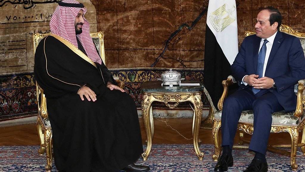 Teil der Koalition gegen den IS: Saudi-Arabiens Verteidigungsminister Mohammad bin Salman al-Saud bei einem Treffen mit Ägyptens Präsident Abdel Fattah al-Sisi. (Archiv)