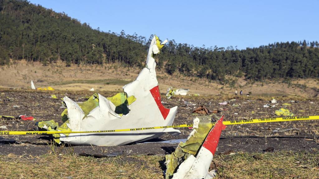 Trümmer der abgestürzten Boeing 737 MAX 8 von Ethiopian Airlines nahe Bishoftu in Äthiopien im März 2019. (Archivbild)