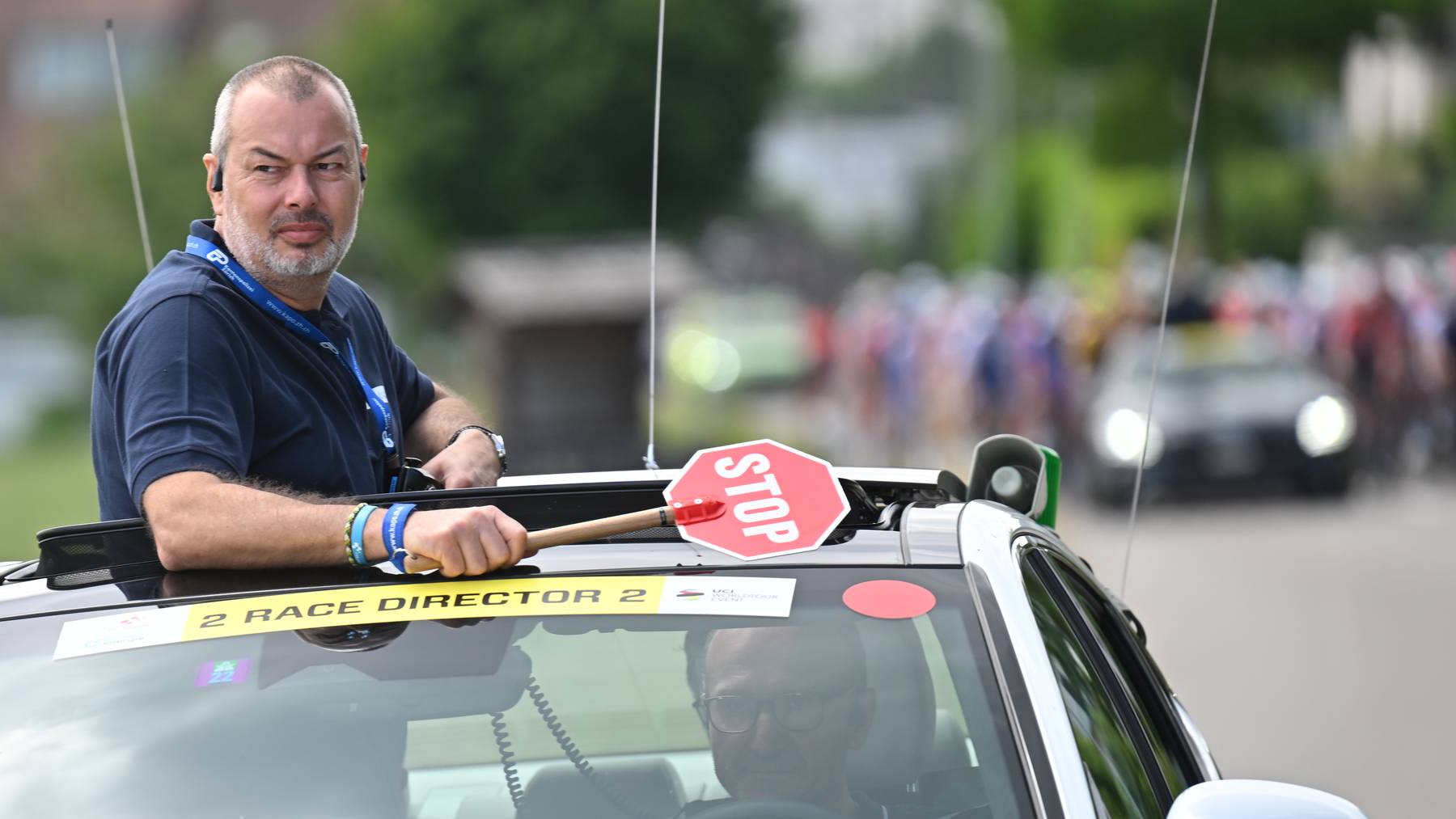 Race director Olivier Senn during the second stage, a 199 km race from Kuesnacht to Aesch, at the 85th Tour de Suisse UCI ProTour cycling race, on Monday, June 13, 2022.