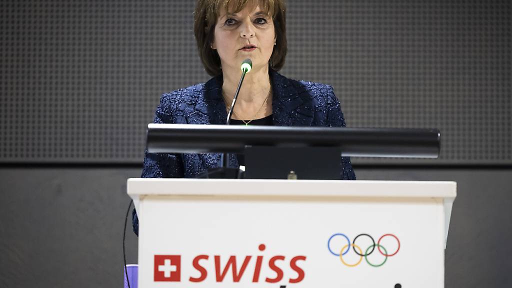Die neu gewählte Swiss-Olympic-Präsidentin Ruth Metzler-Arnold bei ihrer Antrittsrede