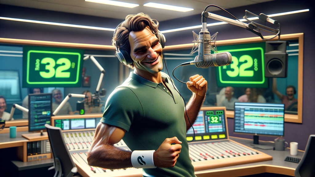 KI-generierter Roger Federer im Radio 32 Studio