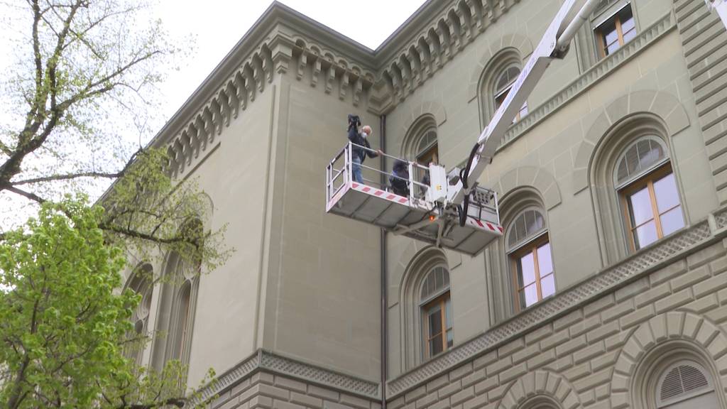 Nisthilfen für Alpen- und Mauersegler werden am Bundeshaus angemacht