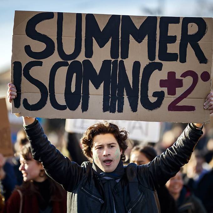 Schüler gehen statt zur Schule für das Klima auf die Strasse