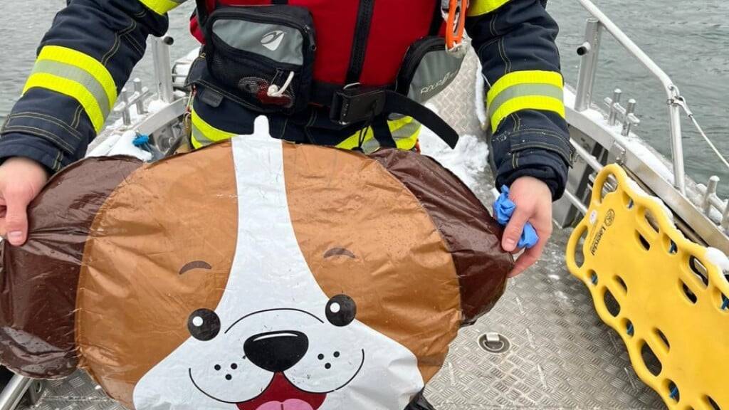 Das vermeintliche Opfer, ein Luftballon, wurde aus dem Rhein gefischt.